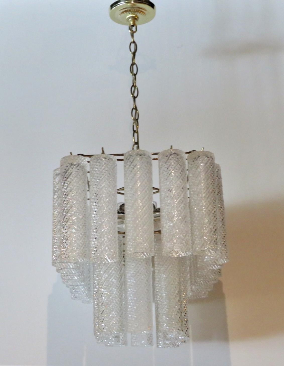 Italian Modern Confection Two Tier Rectangular Chandelier Murano Crystals 1
