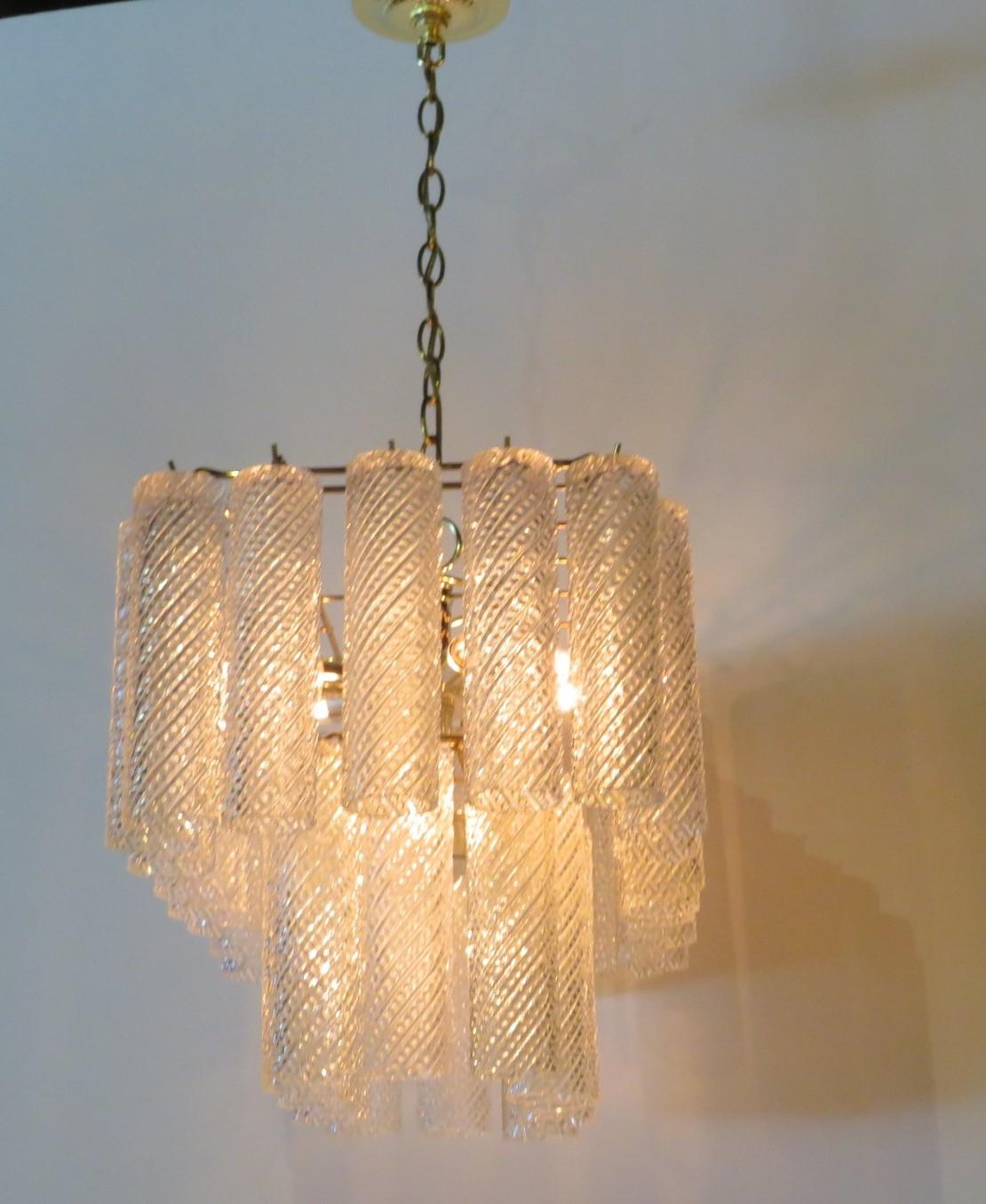 Italian Modern Confection Two Tier Rectangular Chandelier Murano Crystals 2