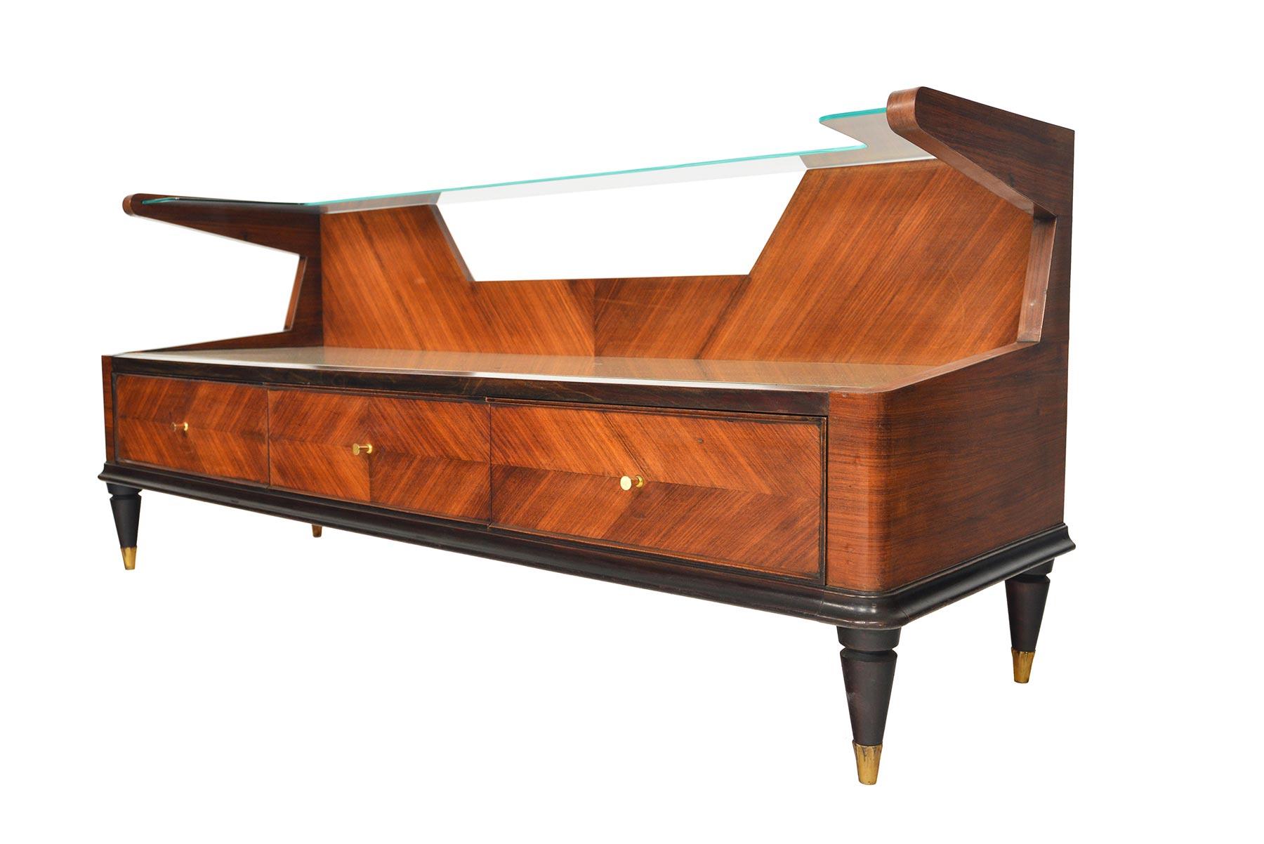 20th Century Italian Modern Console Credenza in Rosewood For Sale