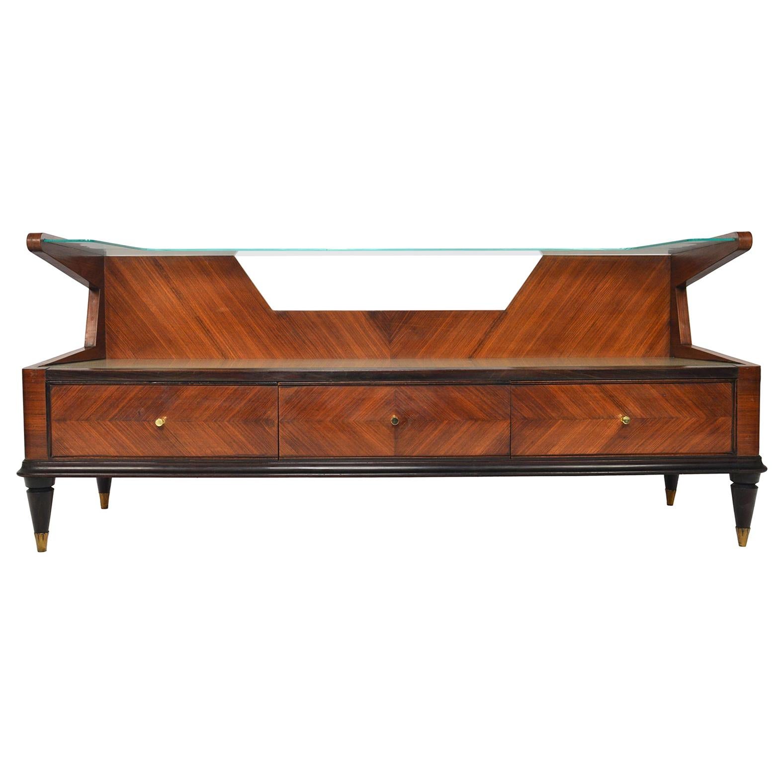 Italian Modern Console Credenza in Rosewood For Sale