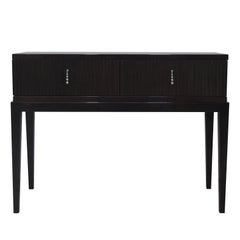 Italian Modern Console in Dark High-Gloss Ebony Finishing With Two Drawers