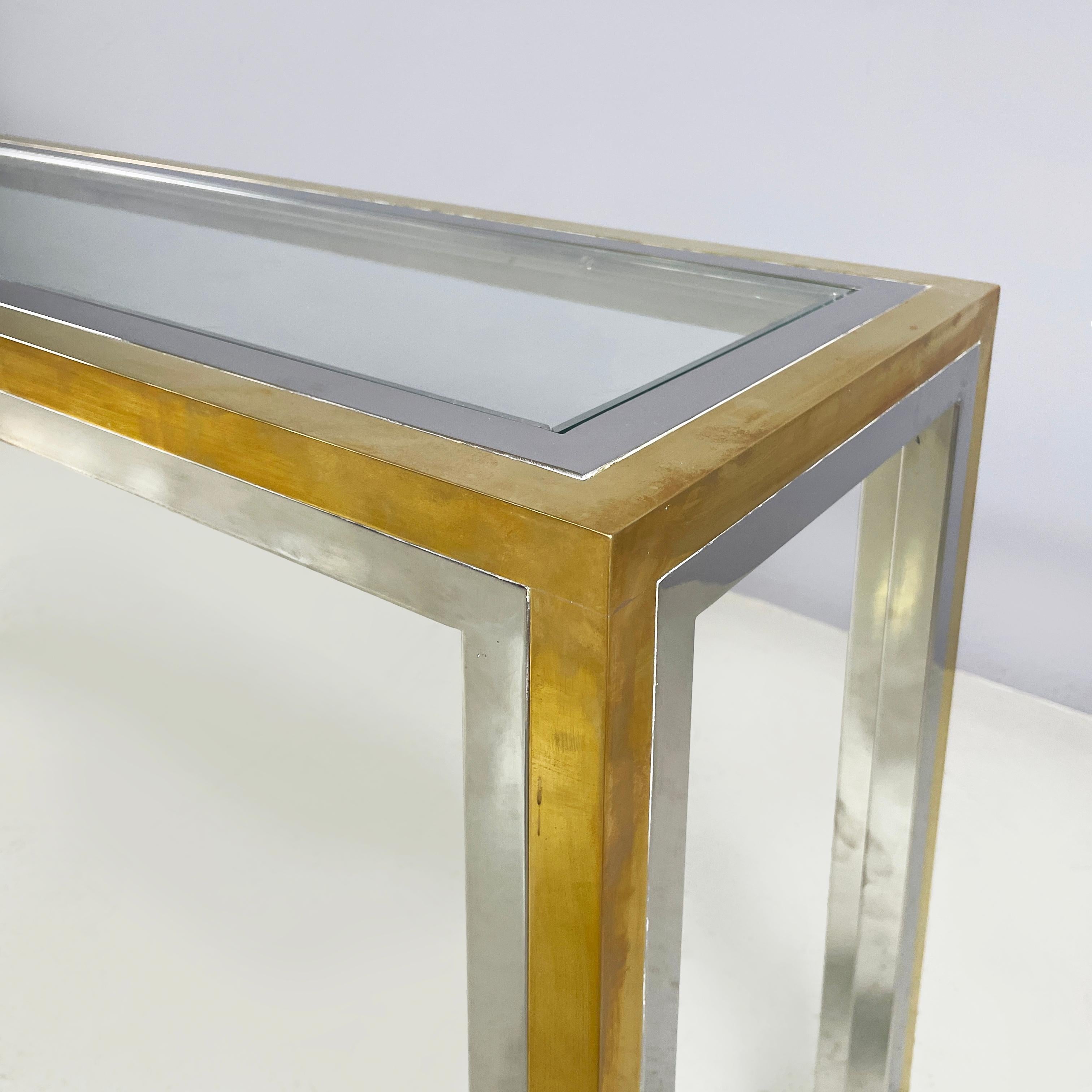 Consola moderna italiana de cristal, latón y acero de Nanda Vigo, años 70 Italiano en venta