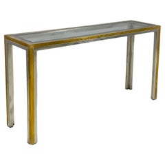 Console moderna italiana in vetro, ottone e acciaio di Nanda Vigo, anni '70