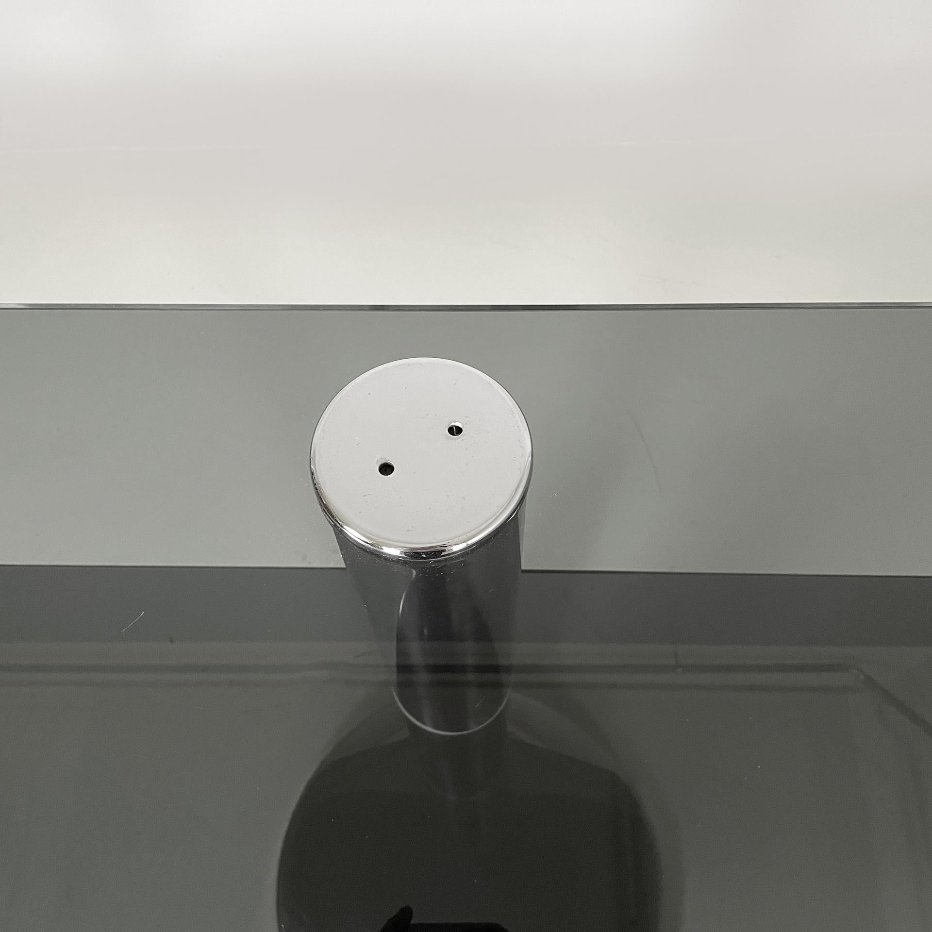 Italian modern console in smoked glass and steel, 1980s For Sale 5