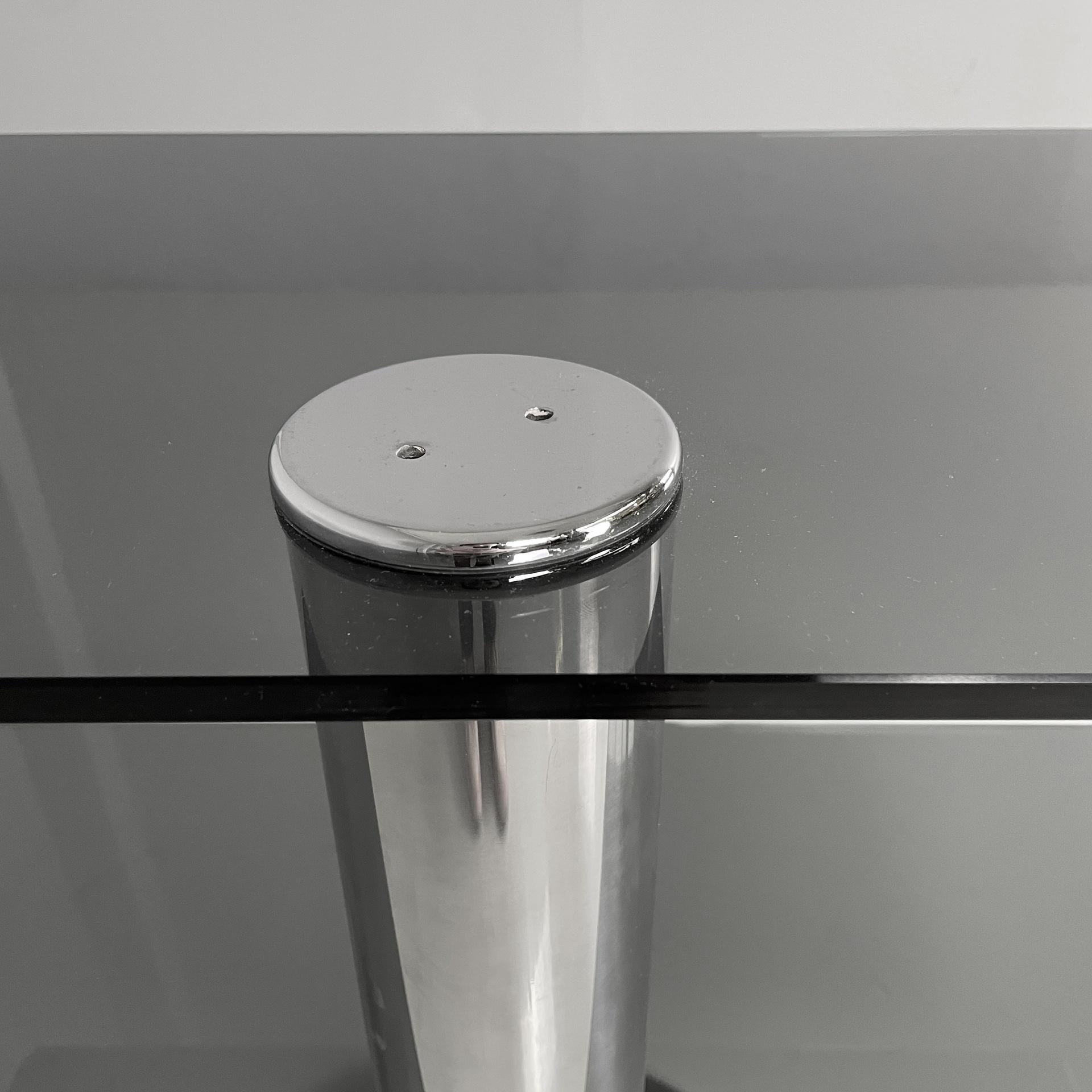 Italian modern console in smoked glass and steel, 1980s For Sale 6