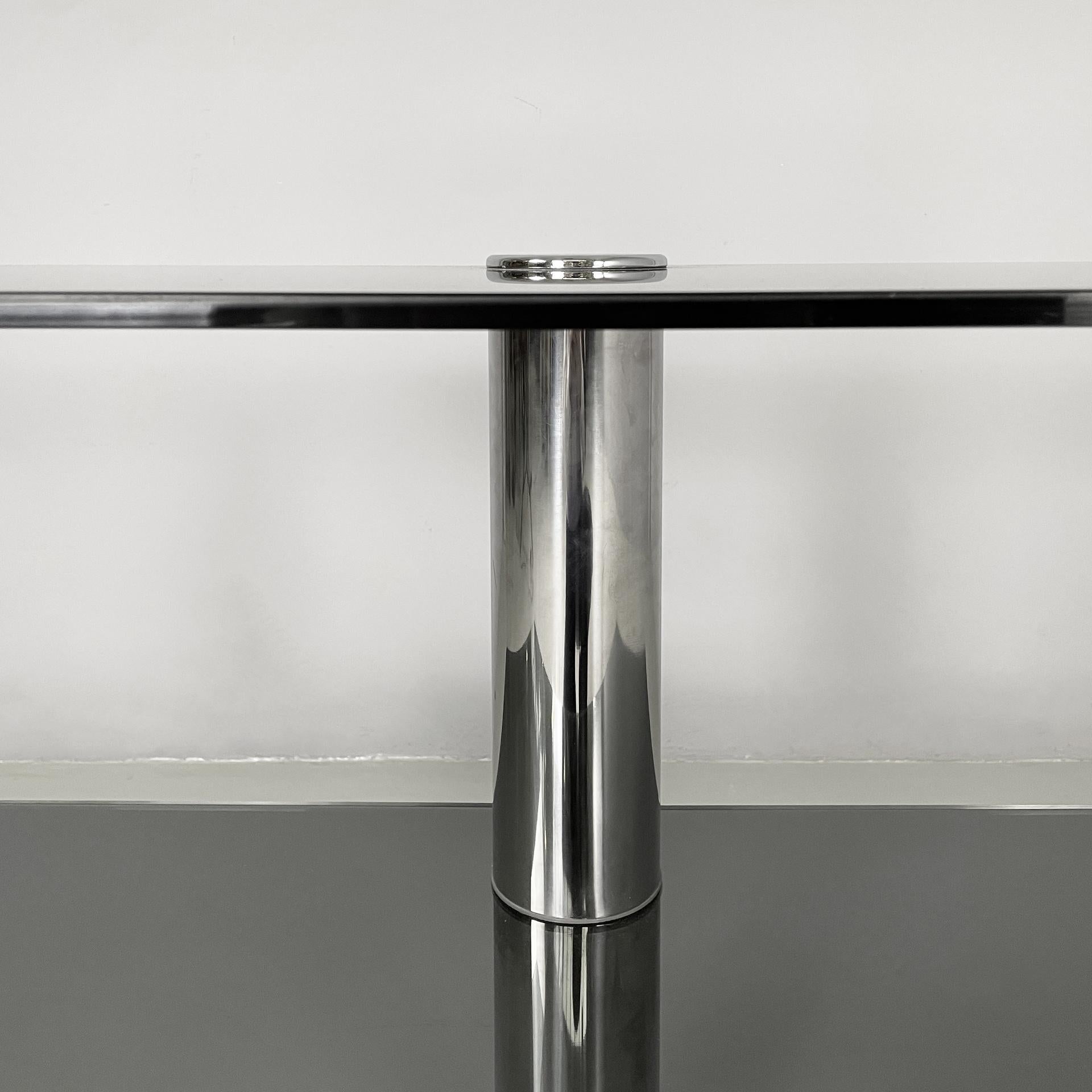 Italian modern console in smoked glass and steel, 1980s For Sale 7