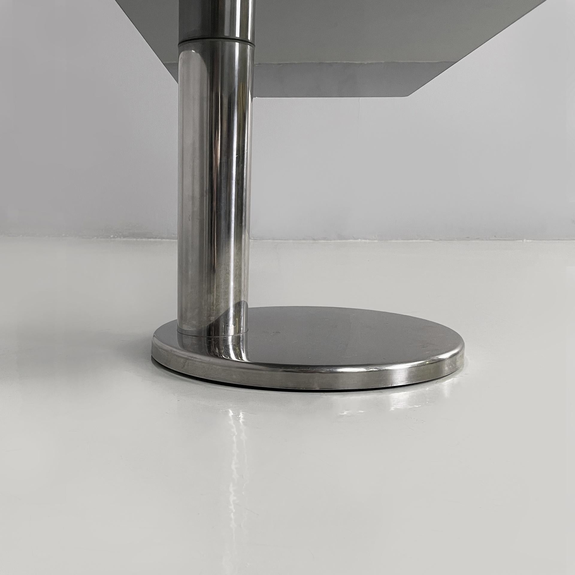 Italian modern console in smoked glass and steel, 1980s For Sale 8