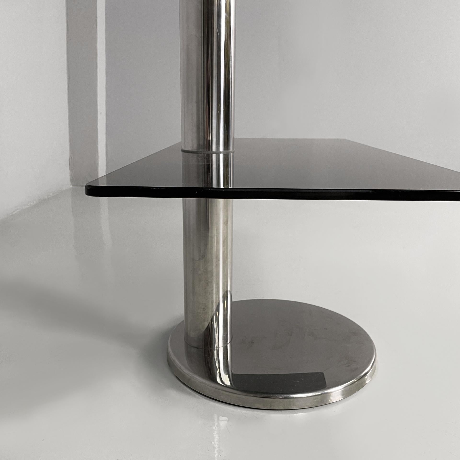 Italian modern console in smoked glass and steel, 1980s For Sale 9