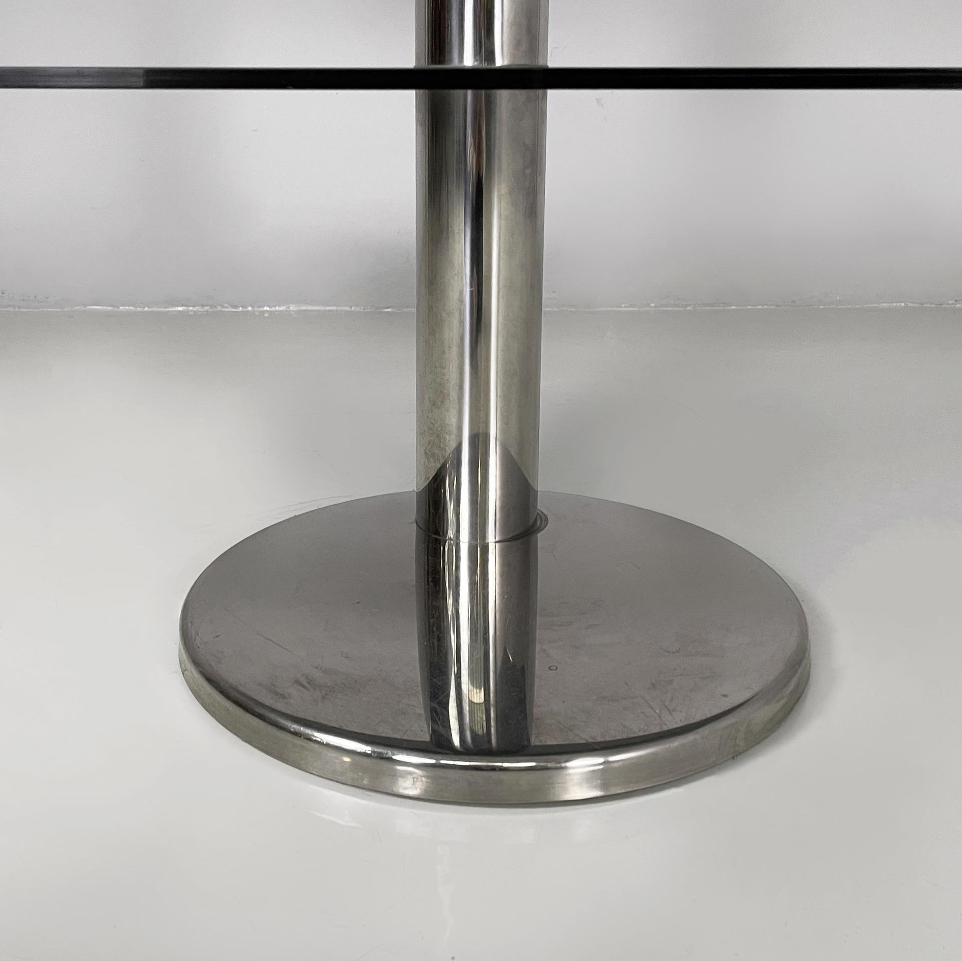 Italian modern console in smoked glass and steel, 1980s For Sale 10