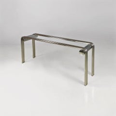 Console moderna italiana in acciaio e vetro, anni '70