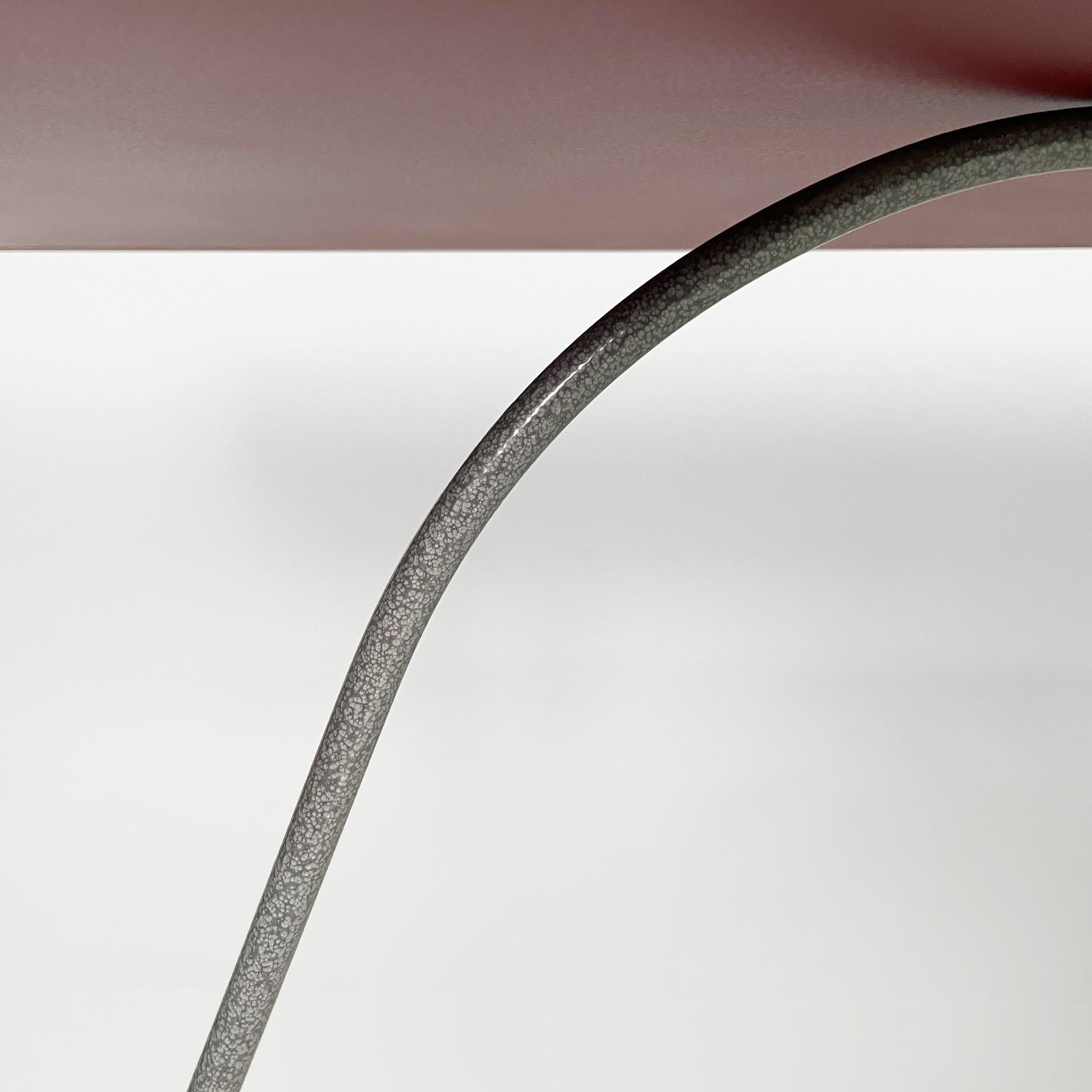 Italian modern console or desk in burgundy wood and metal, 1980s For Sale 4