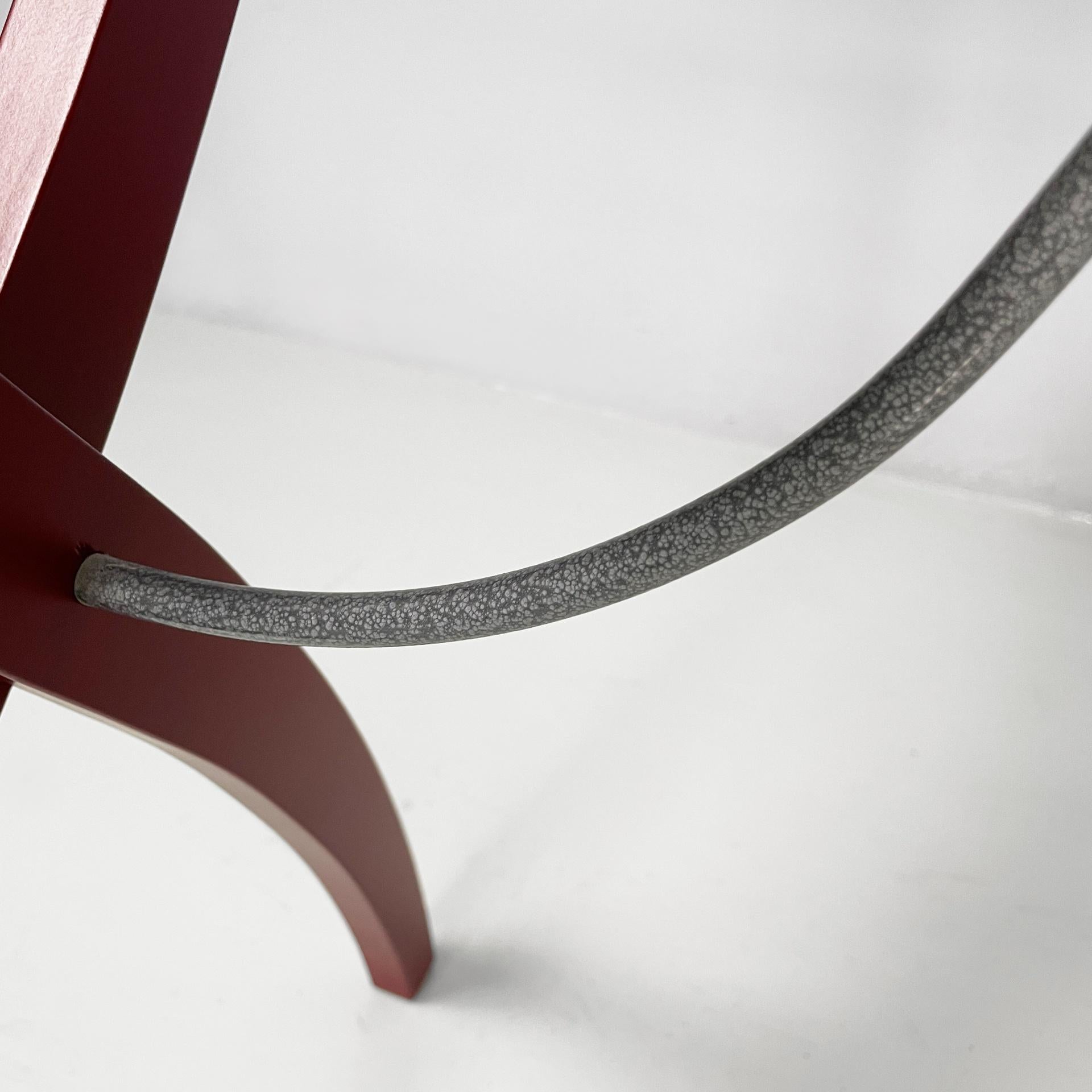 Italian modern console or desk in burgundy wood and metal, 1980s For Sale 5