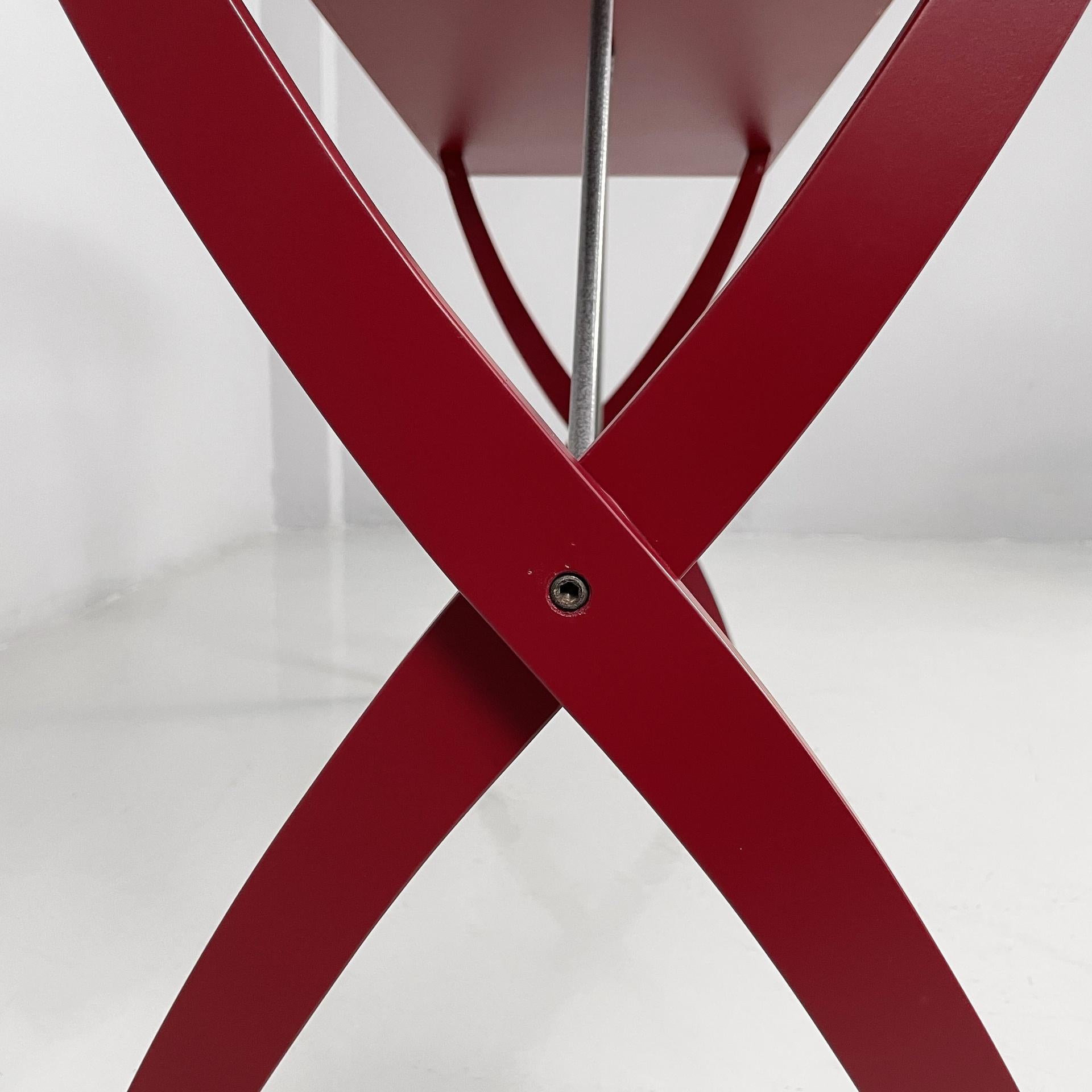 Italian modern console or desk in burgundy wood and metal, 1980s For Sale 6