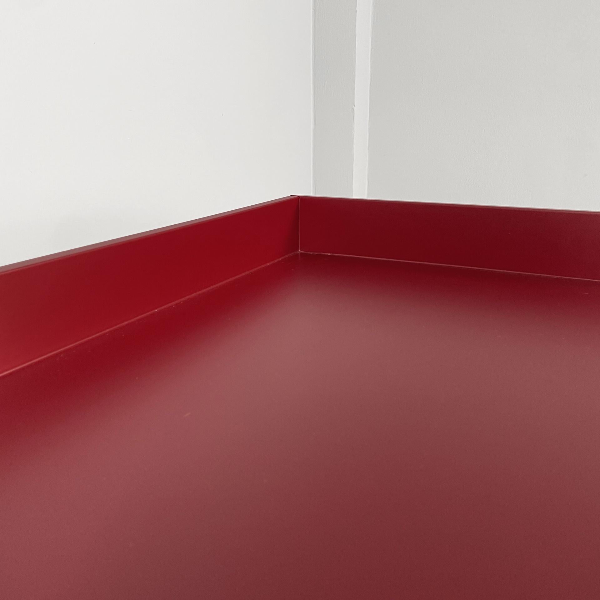 Italian modern console or desk in burgundy wood and metal, 1980s For Sale 1
