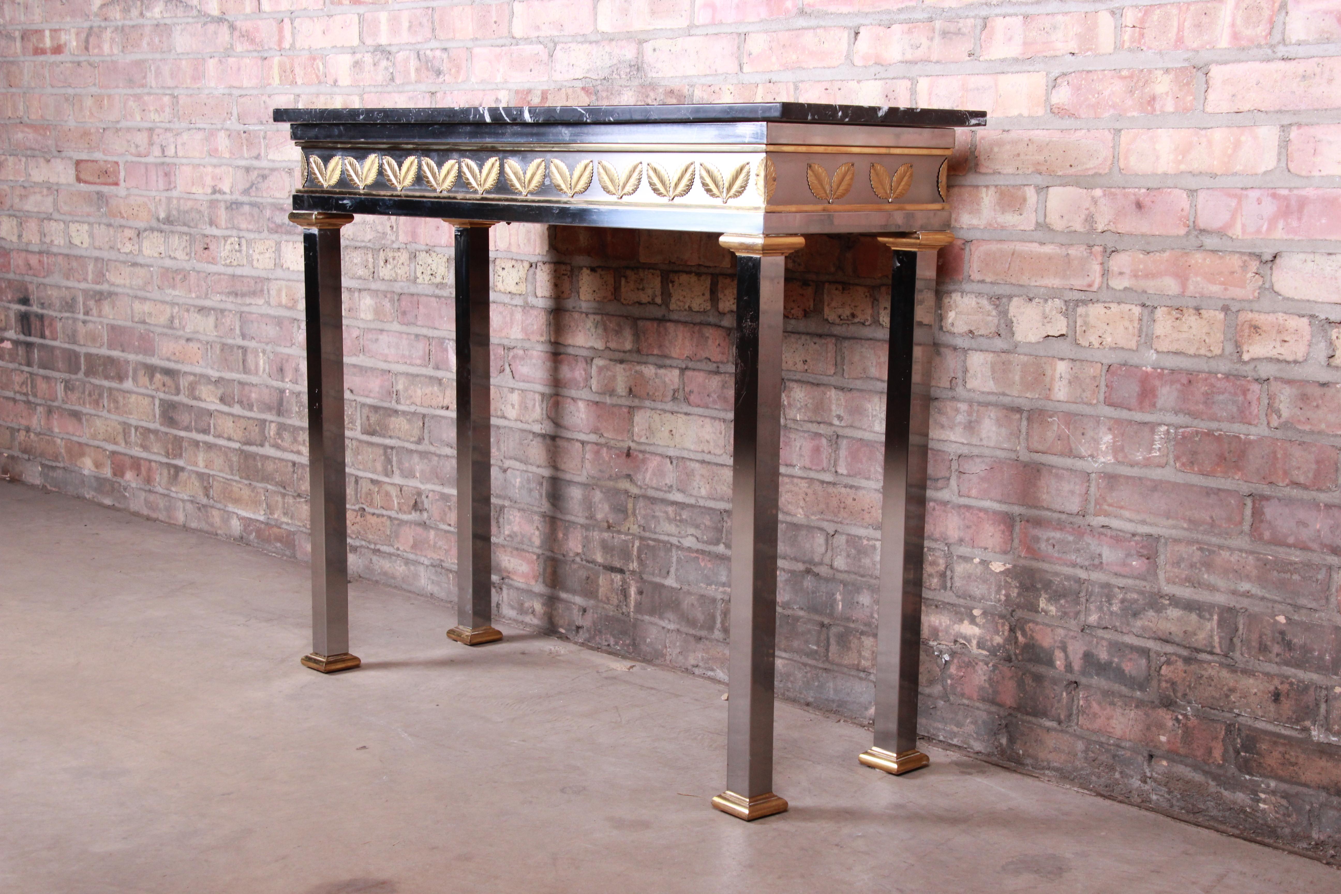 Italian Modern Console Table in Chrome, Brass, and Marble In Good Condition In South Bend, IN