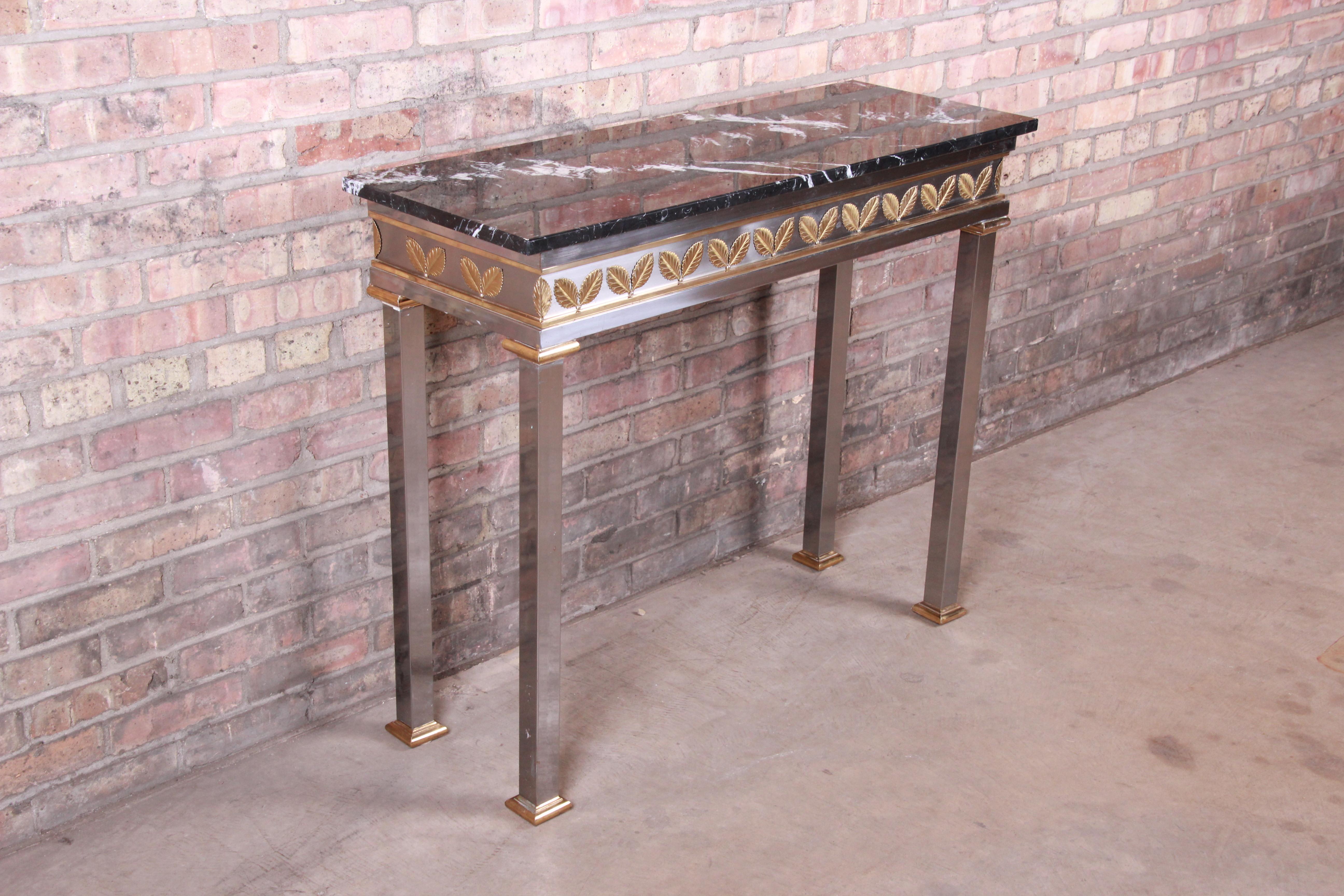 20th Century Italian Modern Console Table in Chrome, Brass, and Marble