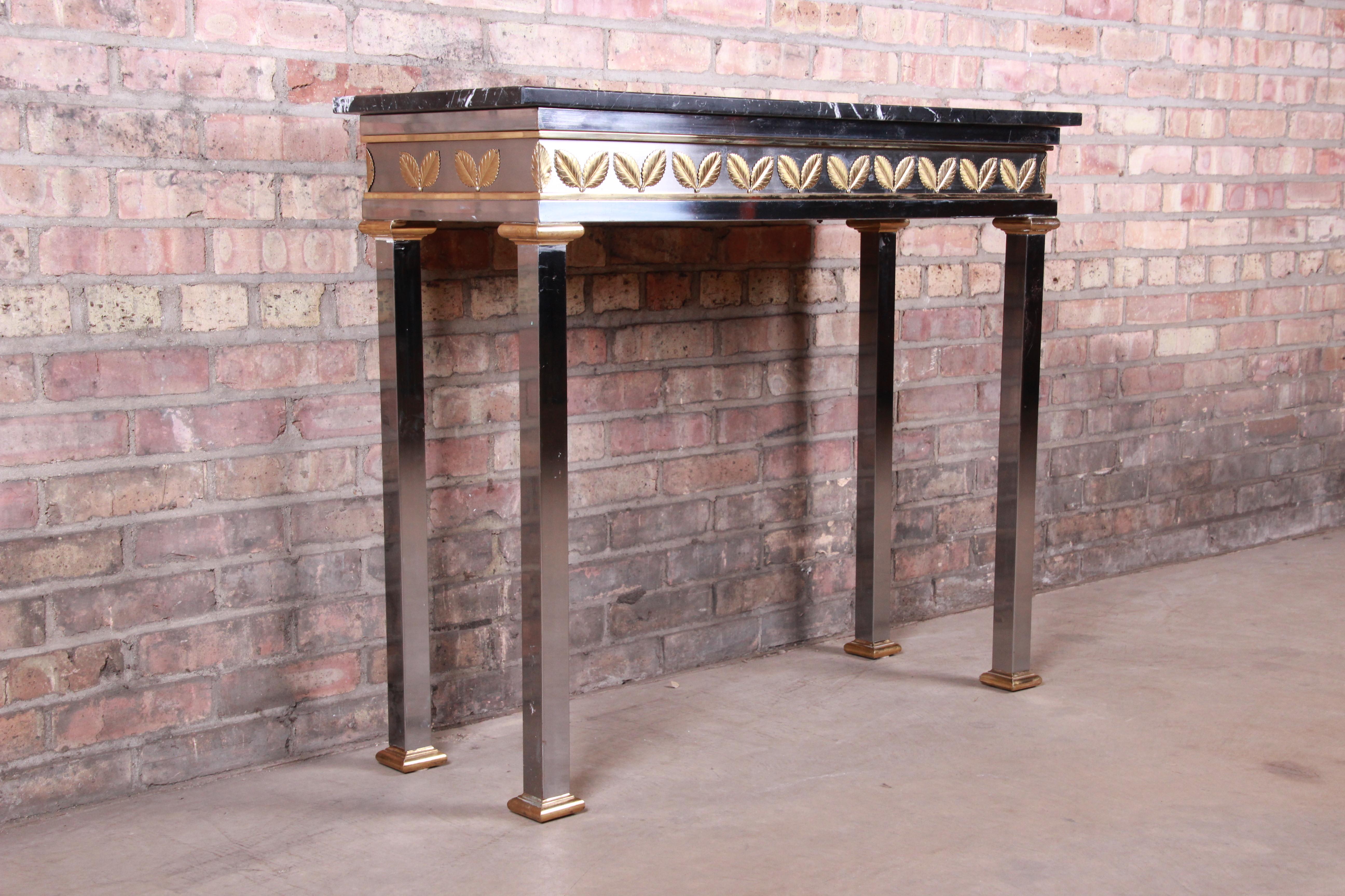 Italian Modern Console Table in Chrome, Brass, and Marble 1