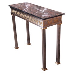 Italian Modern Console Table in Chrome, Brass, and Marble