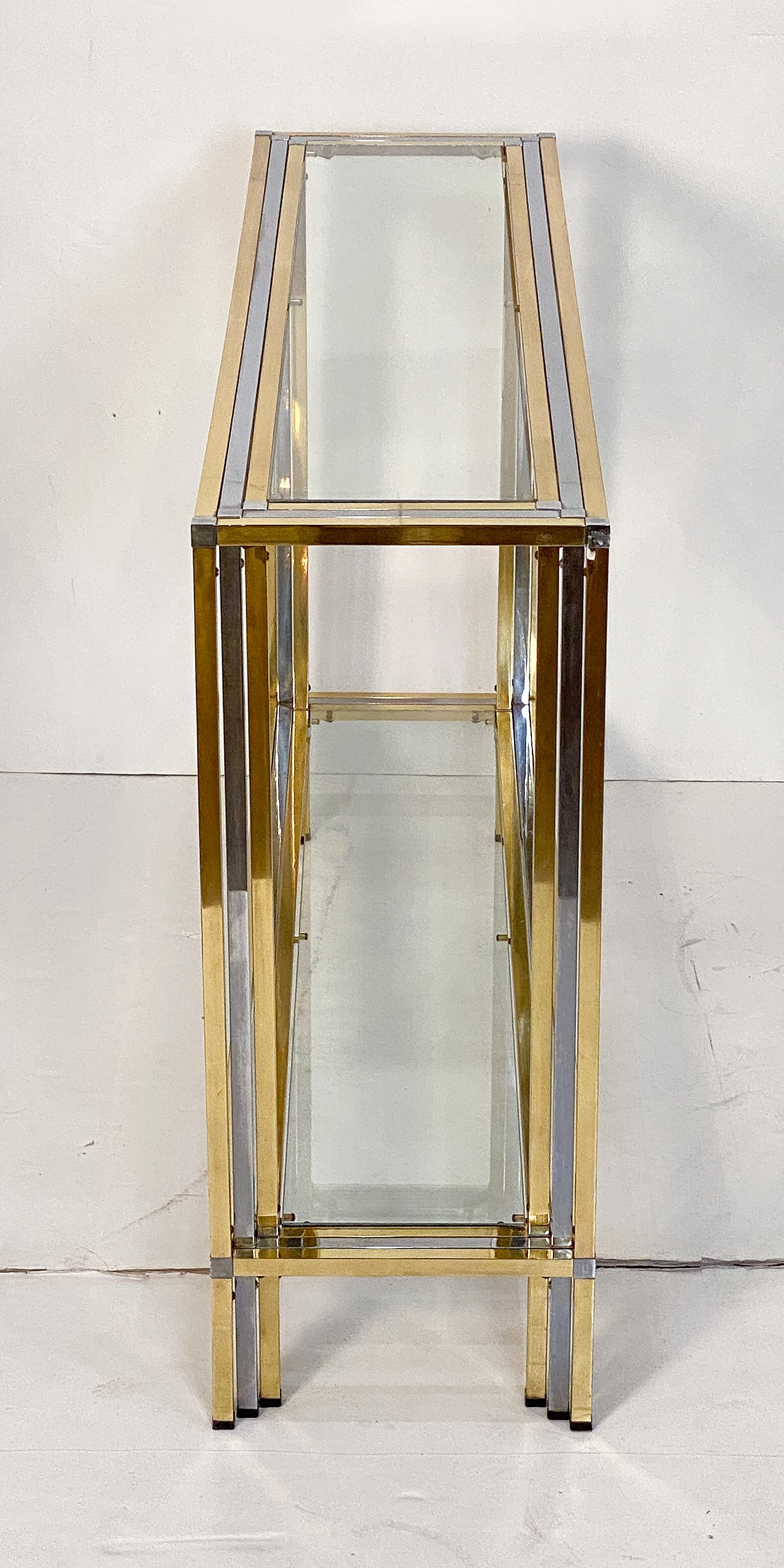 Italian Modern Console Table of Brass, Chrome, and Glass by Romeo Rega For Sale 5