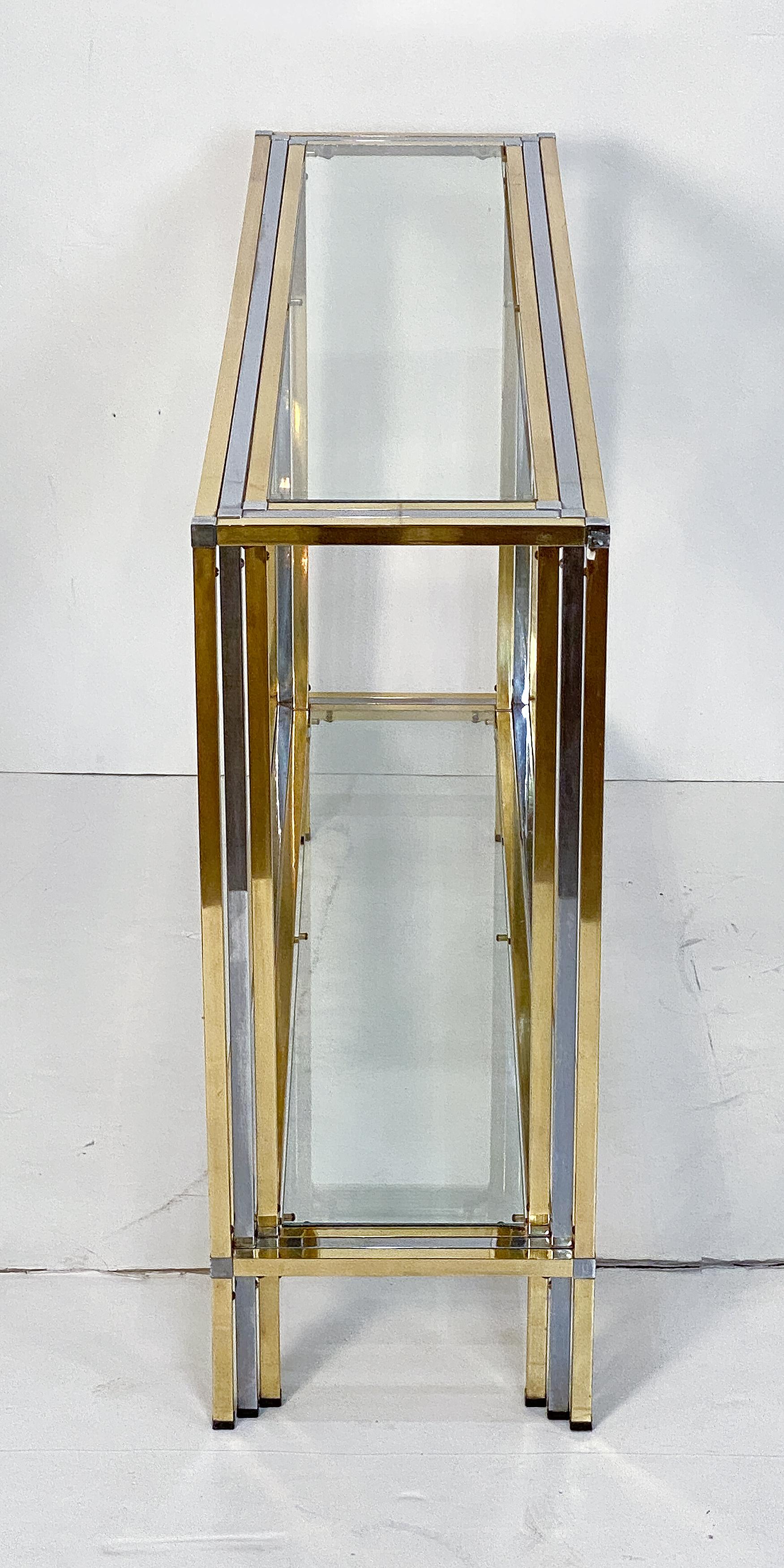 Italian Modern Console Table of Brass, Chrome, and Glass by Romeo Rega For Sale 6