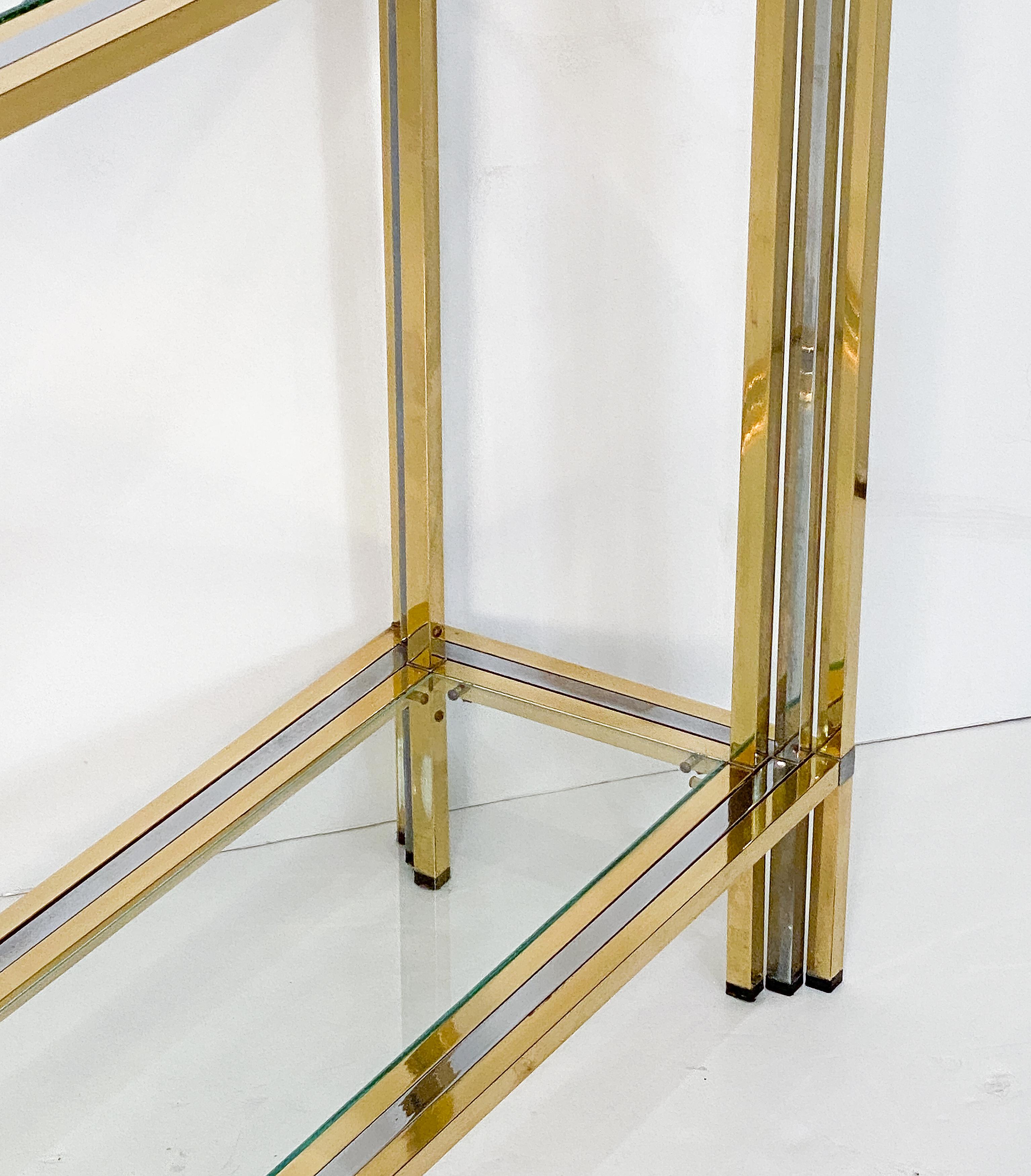 Italian Modern Console Table of Brass, Chrome, and Glass by Romeo Rega For Sale 3