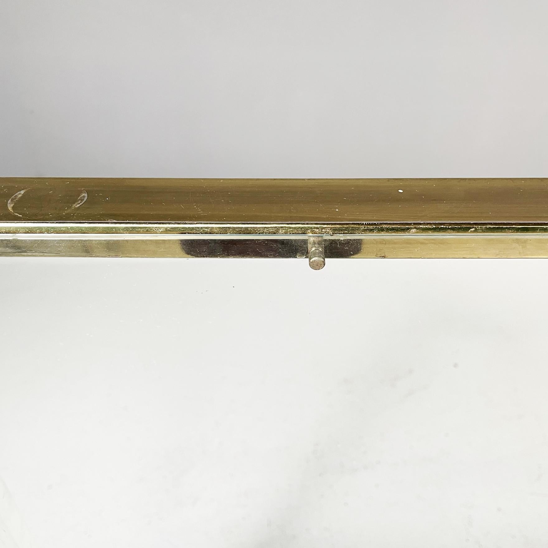 Italian Modern Console with 2 Shelfs in Plexiglass, Glass and Brass, 1970s 4