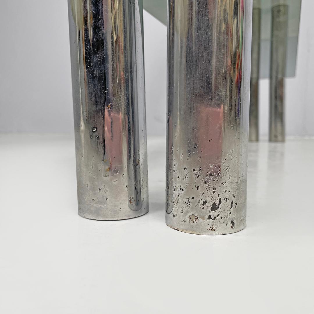 Italian modern console with two smoked glass tops and chromed metal legs, 1970s in vendita 13