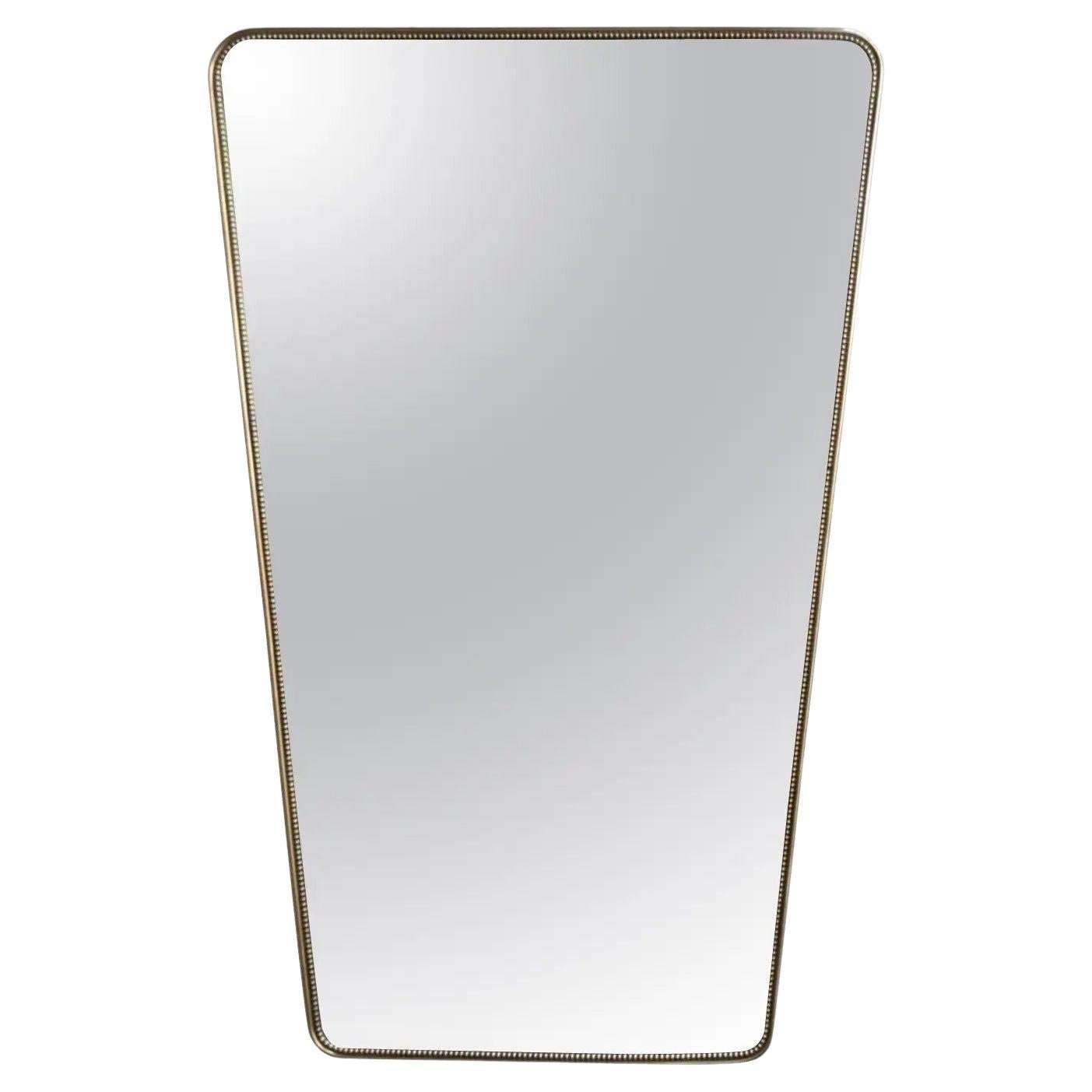 Miroir mural moderne italien avec cadre en laiton perlé d'après Gio Ponti