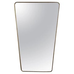 Italian Modern Contour Wall Mirror with Beaded Brass Frame after Gio Ponti