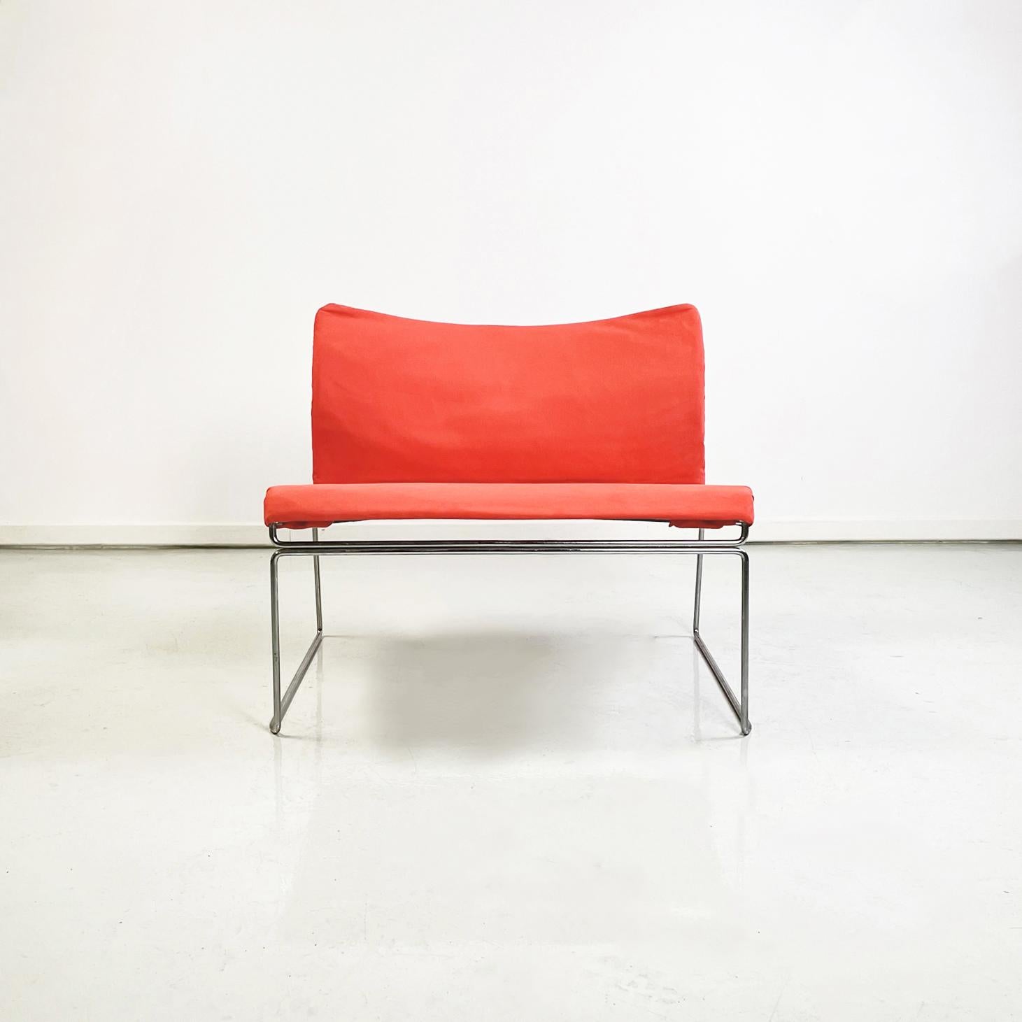 Italian modern Coral armchair mod. Saghi by Kazuhide Takahama for Gavina, 1970s
Iconic and elegant armchair mod. Saghi with steel rod structure. The seat and back are lightly padded and upholstered in coral red pink velvet.
Produced by Gavina in