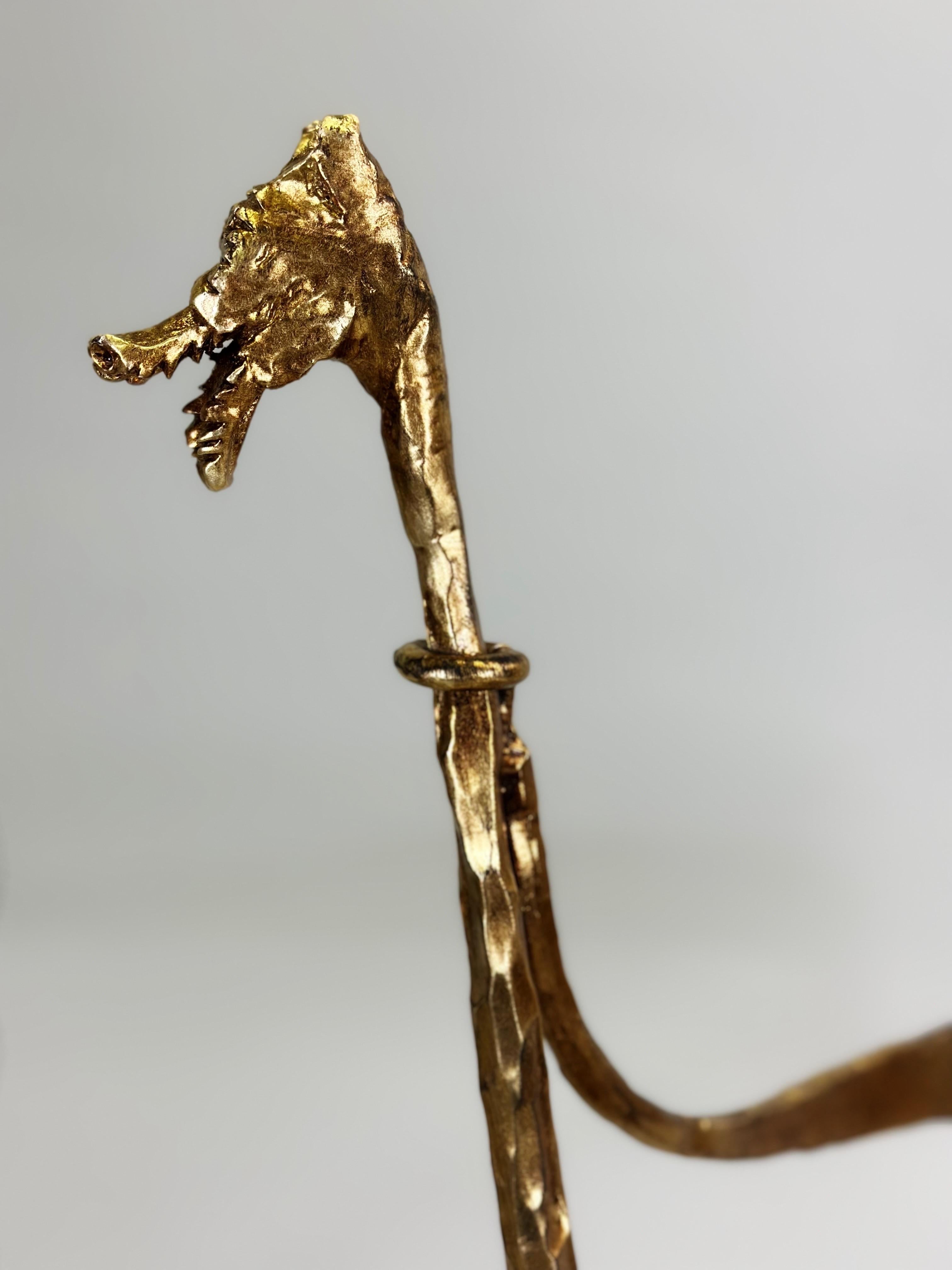 Silla Artesana Italiana Moderna de Hierro Martillado Dorado de Giovanni Banci para Hermes en venta 4