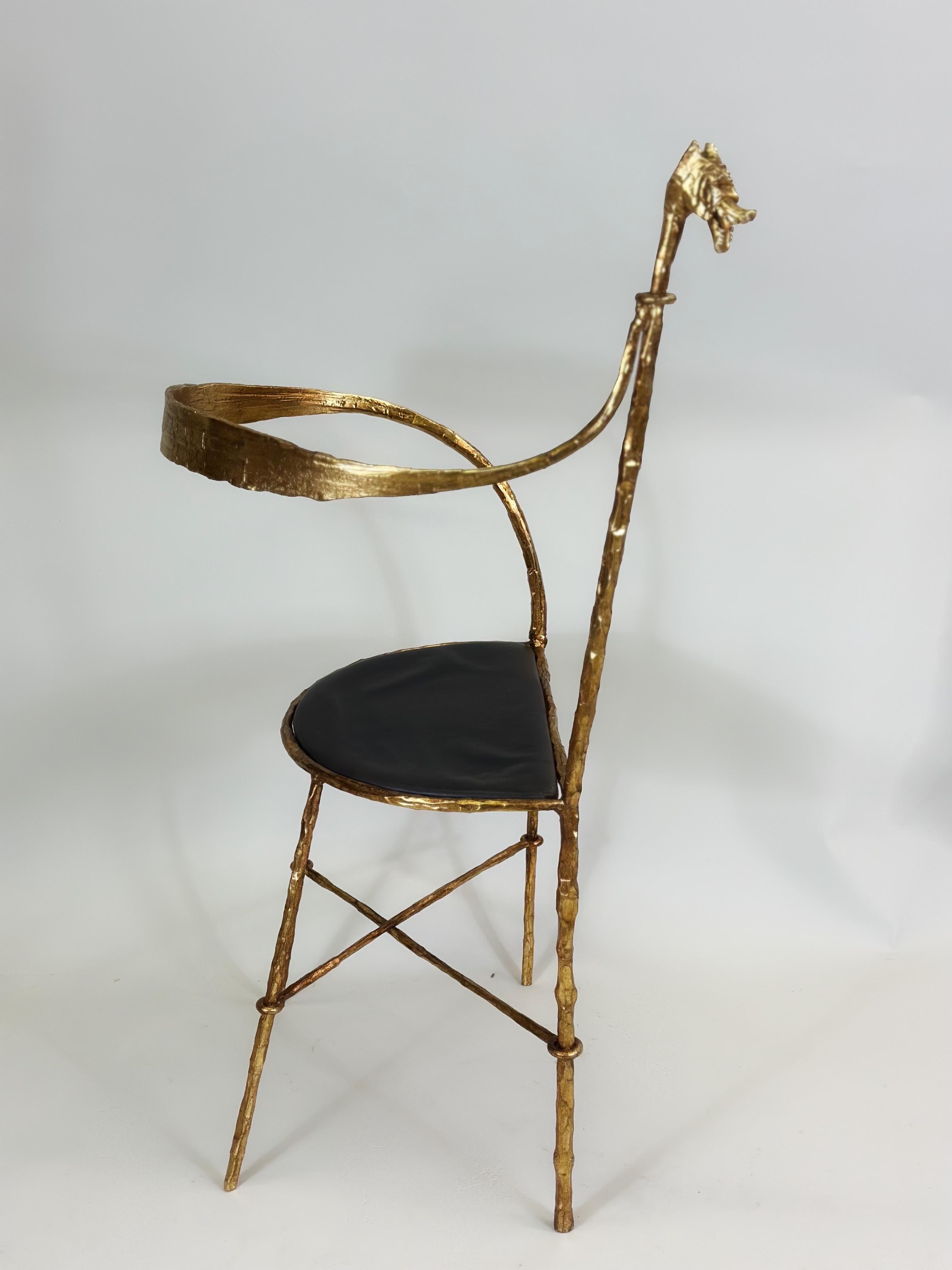 Silla Artesana Italiana Moderna de Hierro Martillado Dorado de Giovanni Banci para Hermes en Bueno estado para la venta en New York, NY