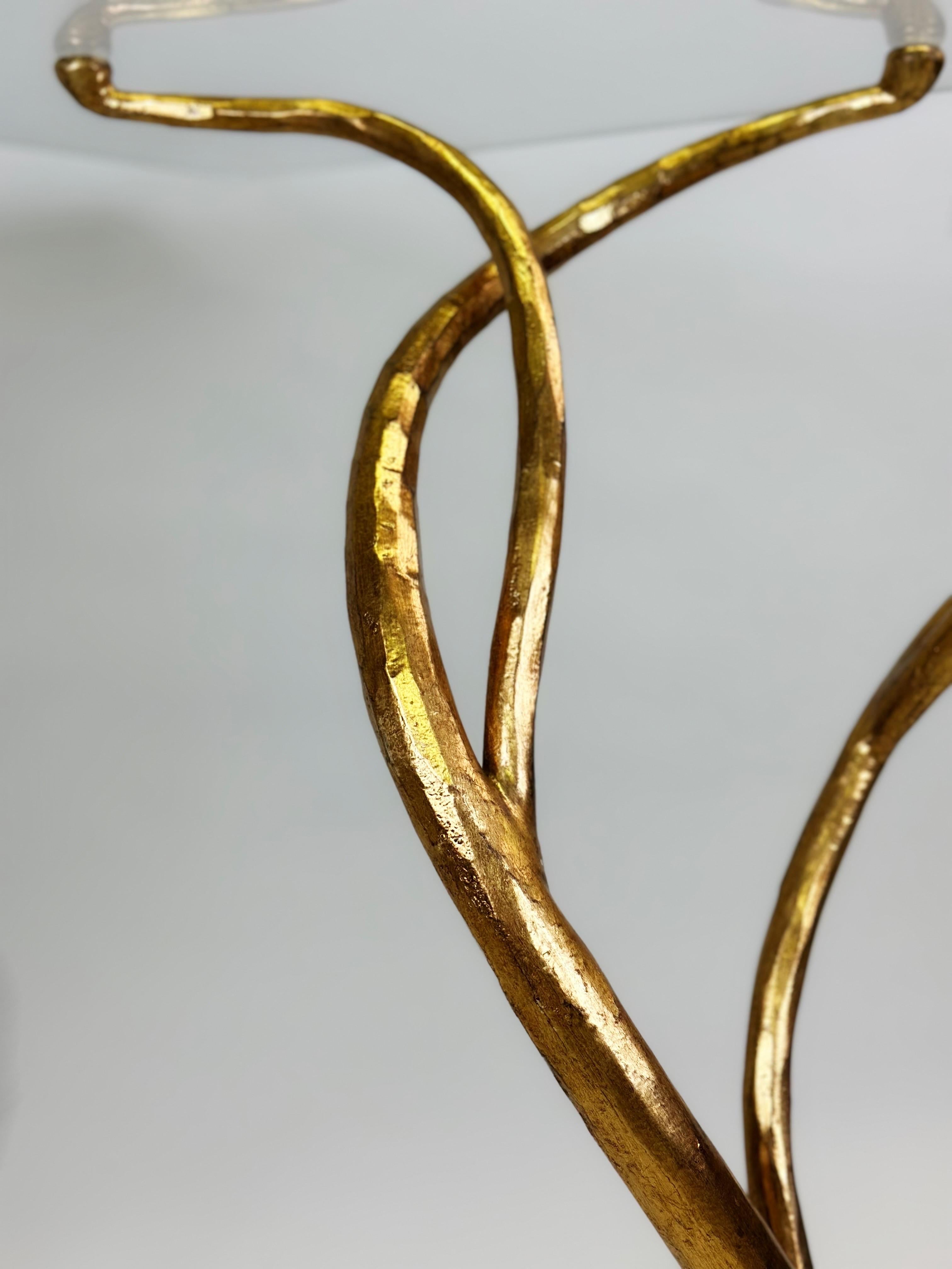 Console artisanale italienne moderne en verre et fer doré martelé à la main, Giovanni Banci en vente 5