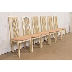 Italian Modern Cream Lacquered High Back Dining Chairs, Set of Six