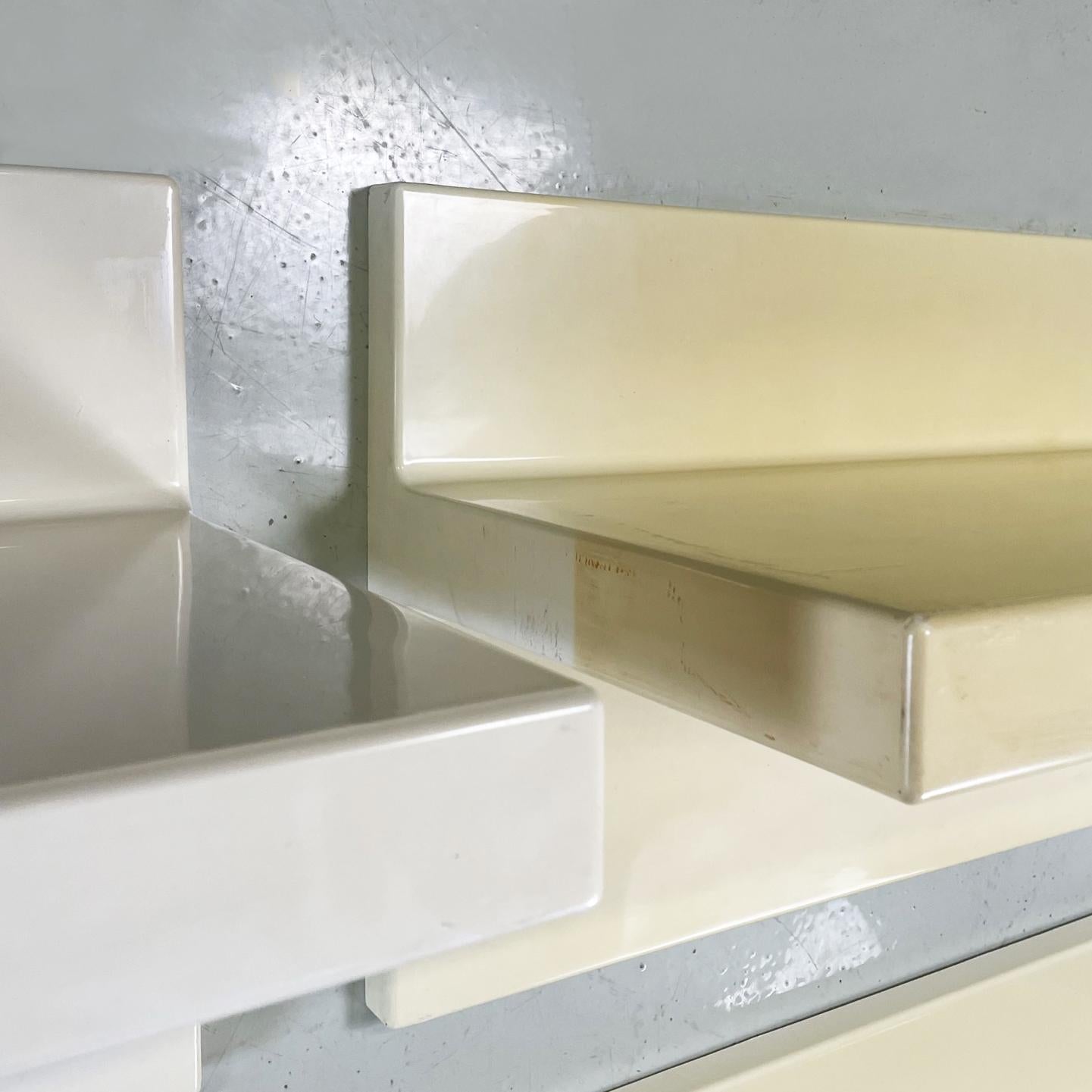Italian Modern Cream White Plastic Shelves by Marcello Siard for Kartell, 1970s 2