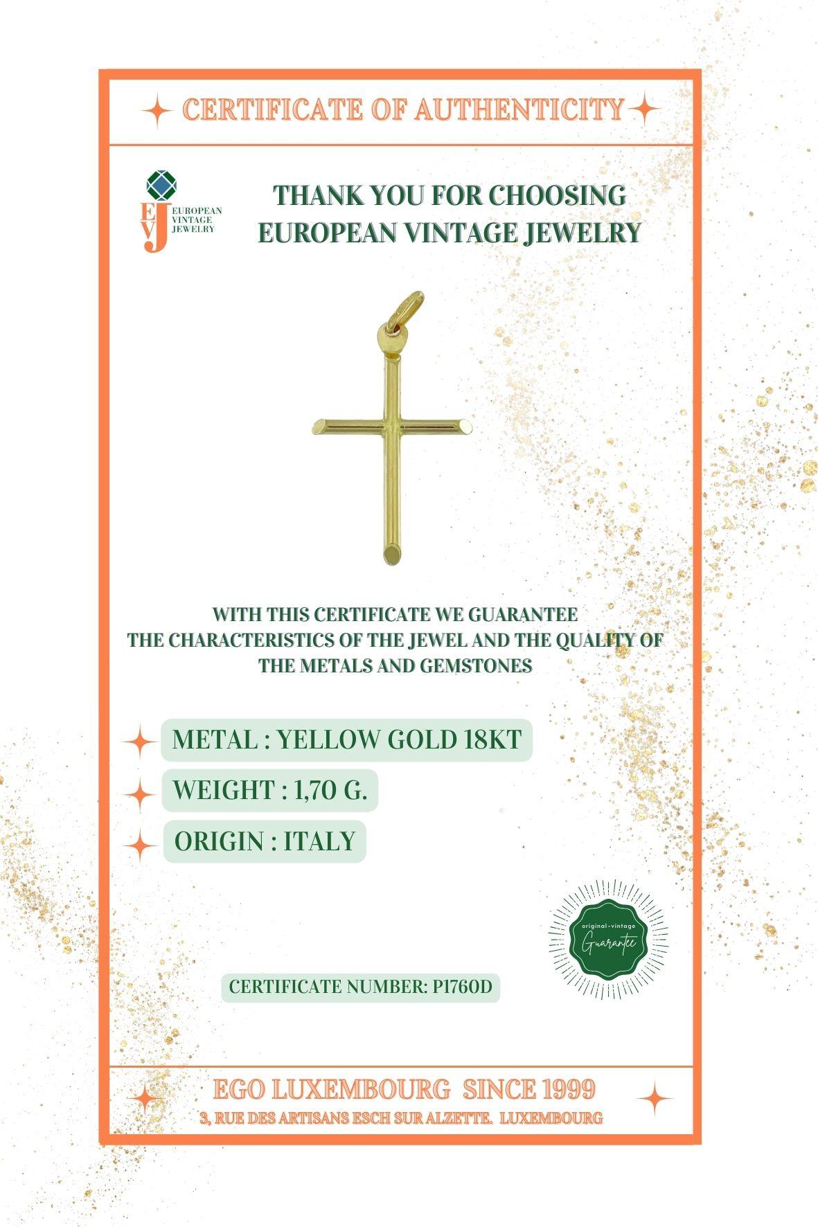 Italian Modern Cross Yellow Gold For Sale 1