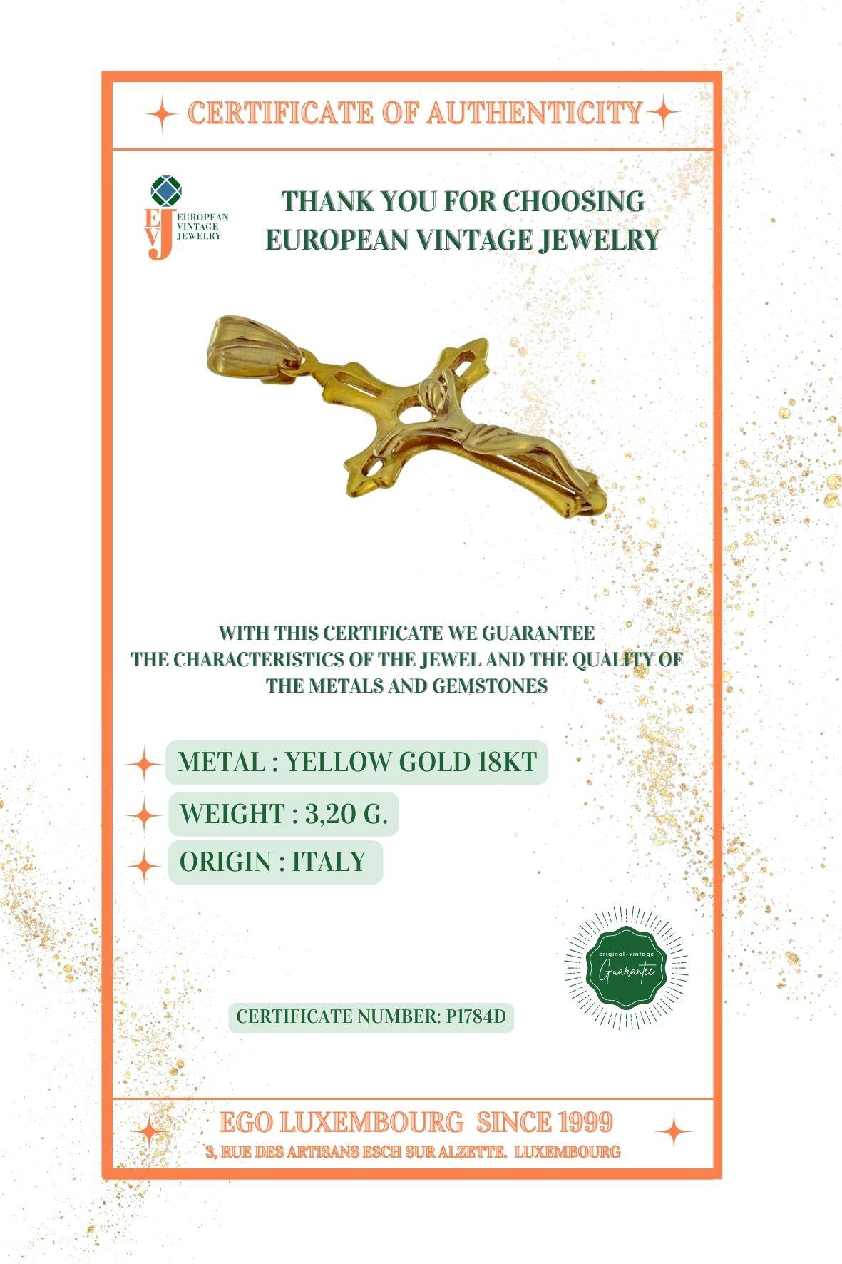 Modernes italienisches Kruzifix Gelbgold Lilienblumen-Endstücke im Angebot 4