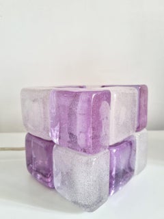 Lampada da tavolo moderna a cubo in vetro di Albano Poli per Poliarte, Italia anni '70