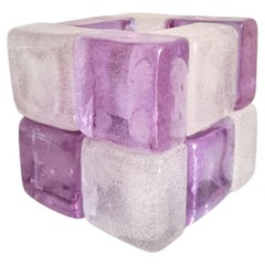 Lampada da tavolo moderna a cubo in vetro di Albano Poli per Poliarte, Italia anni '70