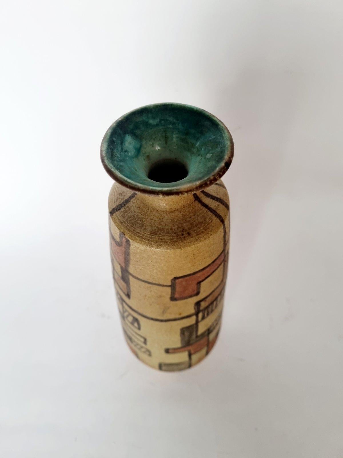 Italian Modern Cubisem Style Vase by Ceramice Biancoli, Italy 60s in vendita 6