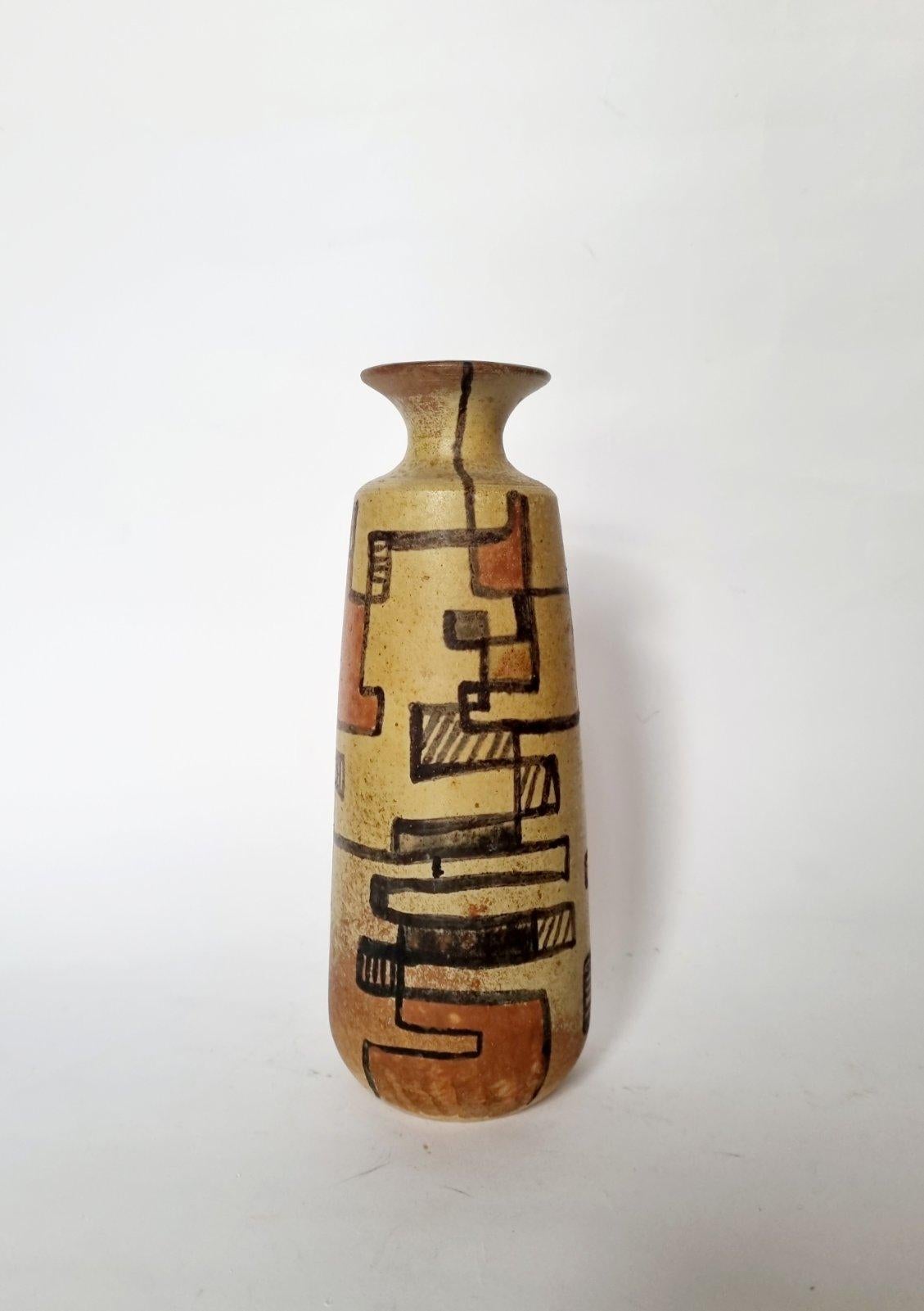 Mid-Century moderno Italian Modern Cubisem Style Vase by Ceramice Biancoli, Italy 60s in vendita
