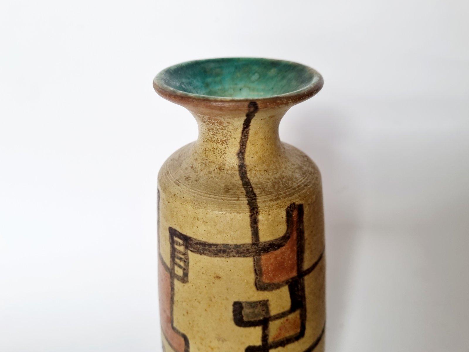 Italiano Italian Modern Cubisem Style Vase by Ceramice Biancoli, Italy 60s in vendita