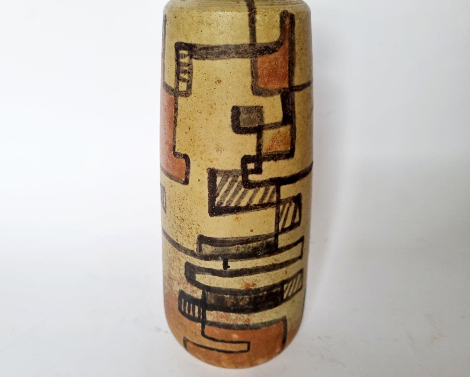 Ceramica Italian Modern Cubisem Style Vase by Ceramice Biancoli, Italy 60s in vendita