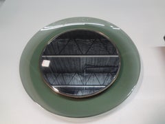 Italian Modern Curved Glass and Brass Mirror
