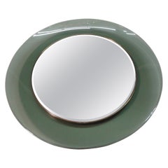 Italian Modern Curved Glass and Brass Mirror Italian Modern Curved Glass and Brass Mirror