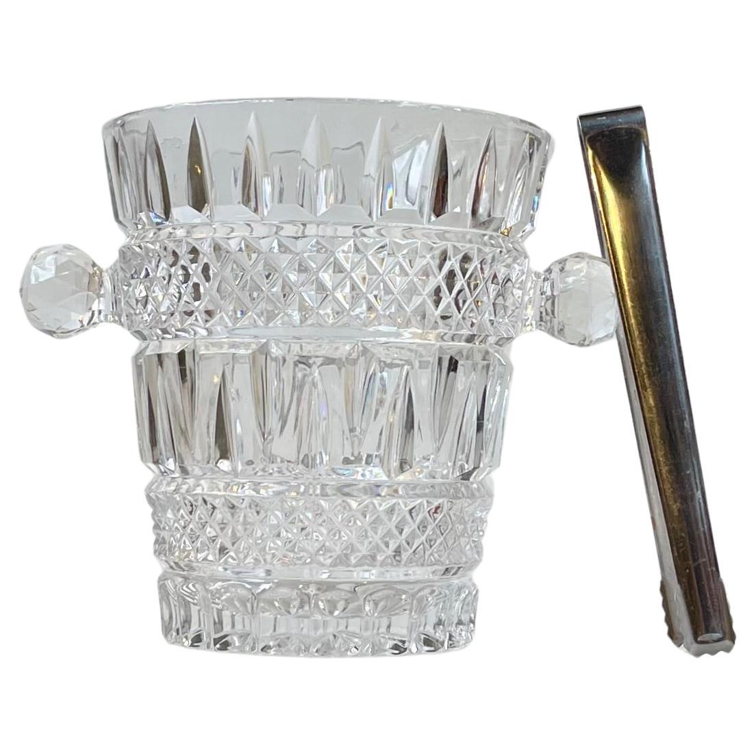 Italian Modern Cut Crystal Ice Bucket with Tong, 1960s For Sale