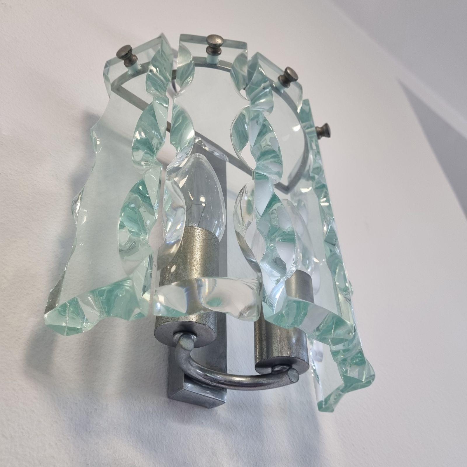 Italienische Modern Cut Glass Sconces von Zero Quattro, Italien, 70er Jahre (Mitte des 20. Jahrhunderts) im Angebot