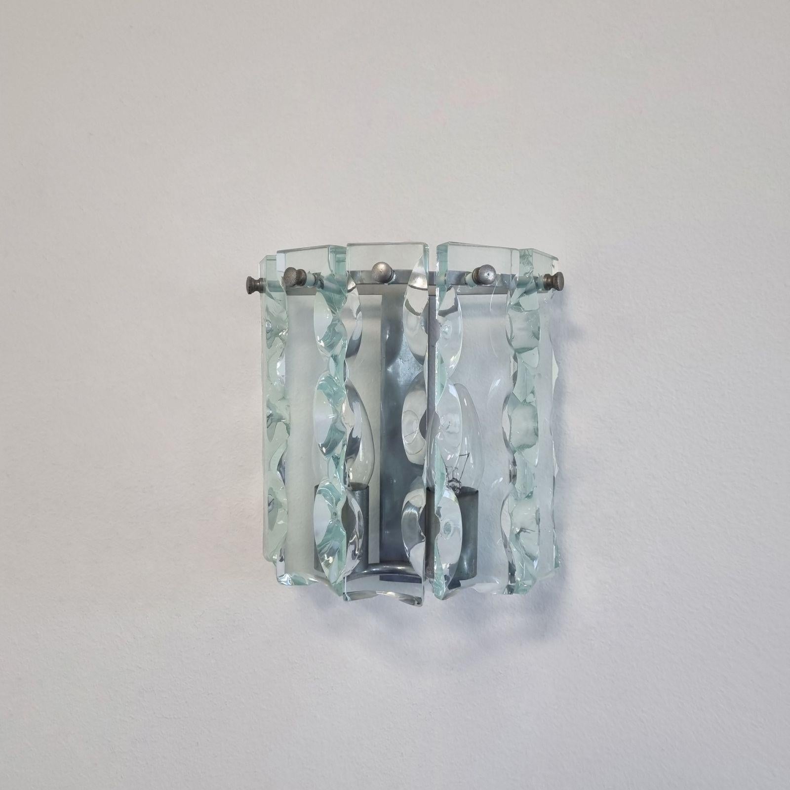 Italienische Modern Cut Glass Sconces von Zero Quattro, Italien, 70er Jahre im Angebot 3