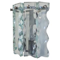Italian Modern Cut Glass Sconces by Zero Quattro, Italy, 70s
