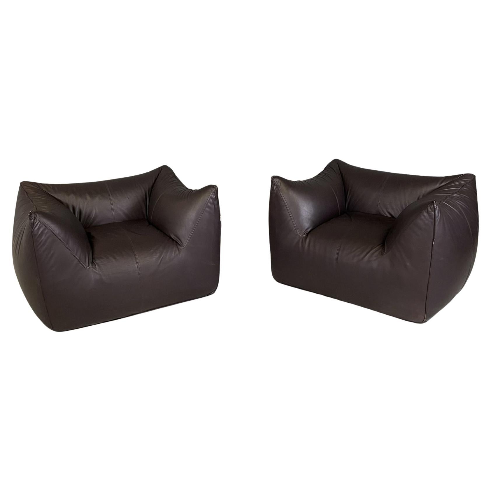 Italian modern  Dark Brown Armchairs Le Bambole by Mario Bellini for B&B, 1970s